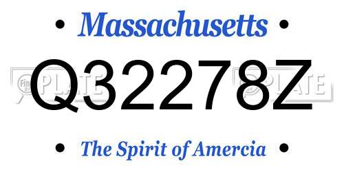 Q32278Z Massachusetts License Plate