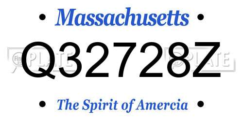 Q32728Z Massachusetts License Plate