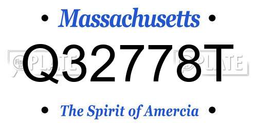 Q32778T Massachusetts License Plate
