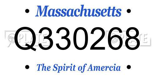 Q330268 Massachusetts License Plate