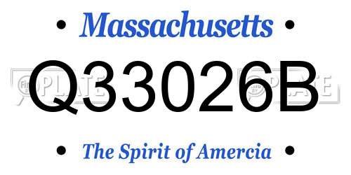 Q33026B Massachusetts License Plate