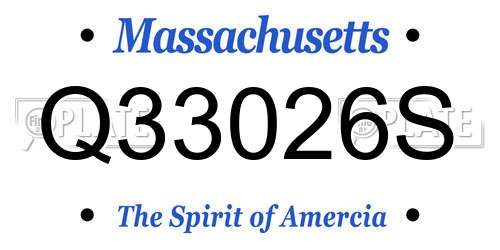 Q33026S Massachusetts License Plate