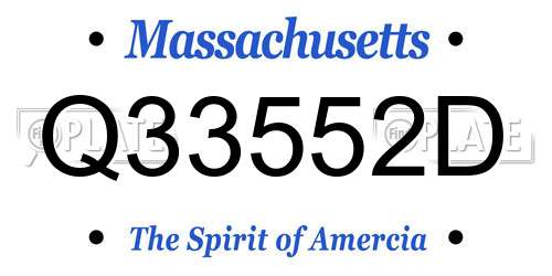 Q33552D Massachusetts License Plate