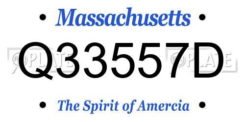 Q33557D Massachusetts License Plate