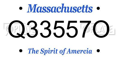 Q33557O Massachusetts License Plate