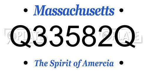 Q33582Q Massachusetts License Plate
