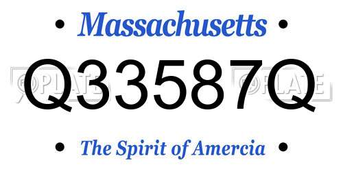 Q33587Q Massachusetts License Plate