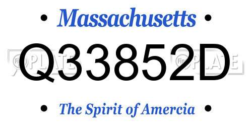 Q33852D Massachusetts License Plate