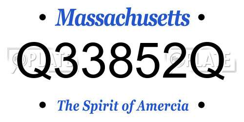 Q33852Q Massachusetts License Plate