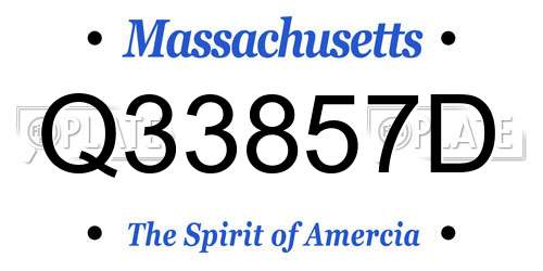 Q33857D Massachusetts License Plate