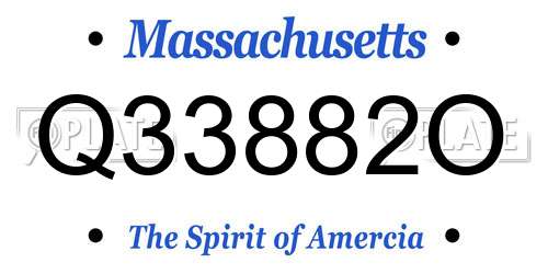 Q33882O Massachusetts License Plate