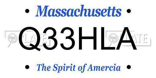 Q33HLA Massachusetts License Plate