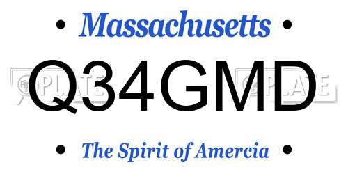 Q34GMD Massachusetts License Plate