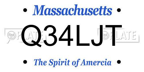 Q34LJT Massachusetts License Plate