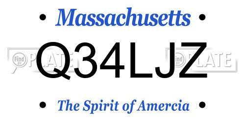 Q34LJZ Massachusetts License Plate