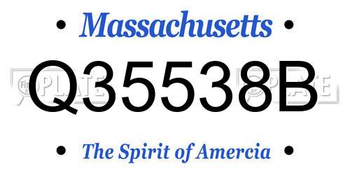 Q35538B Massachusetts License Plate