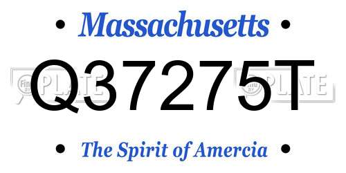 Q37275T Massachusetts License Plate