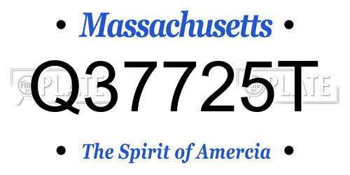 Q37725T Massachusetts License Plate