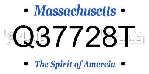 Q37728T Massachusetts License Plate