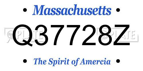 Q37728Z Massachusetts License Plate