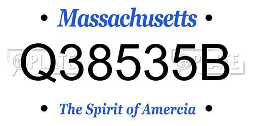 Q38535B Massachusetts License Plate