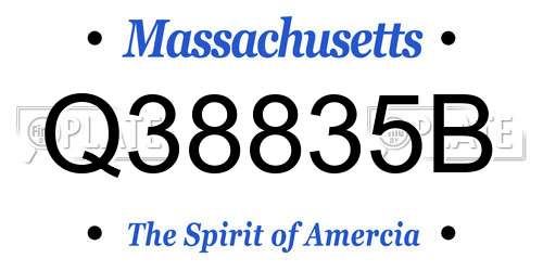 Q38835B Massachusetts License Plate
