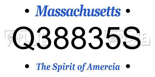 Q38835S Massachusetts License Plate