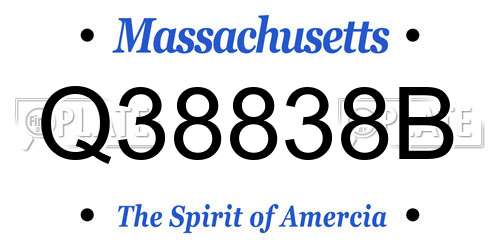 Q38838B Massachusetts License Plate