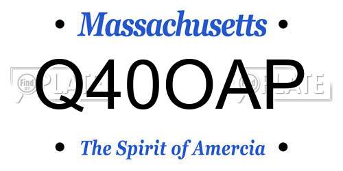 Q40OAP Massachusetts License Plate