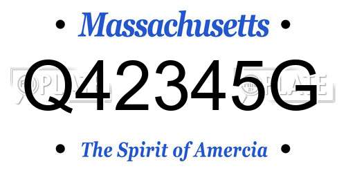 Q42345G Massachusetts License Plate