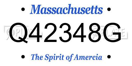 Q42348G Massachusetts License Plate
