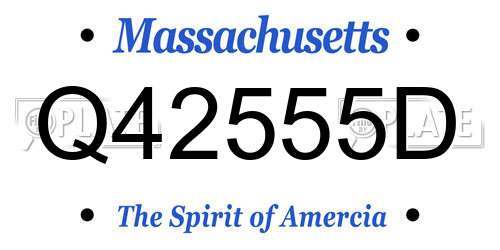 Q42555D Massachusetts License Plate