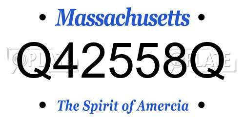 Q42558Q Massachusetts License Plate
