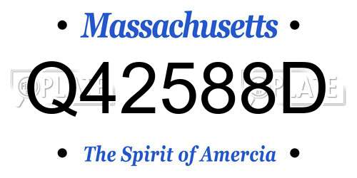 Q42588D Massachusetts License Plate