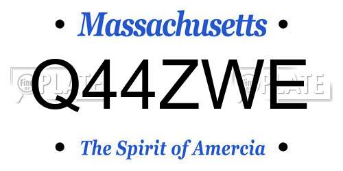 Q44ZWE Massachusetts License Plate