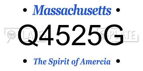 Q4525G Massachusetts License Plate