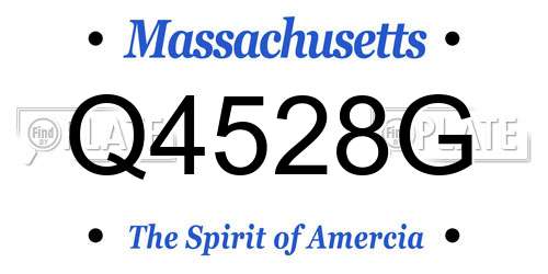 Q4528G Massachusetts License Plate