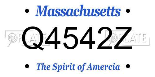 Q4542Z Massachusetts License Plate