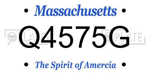 Q4575G Massachusetts License Plate