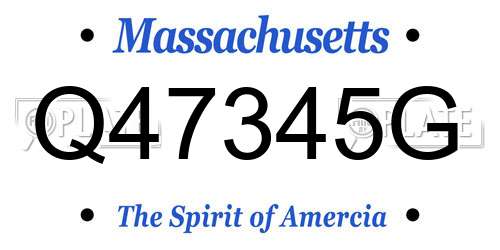 Q47345G Massachusetts License Plate