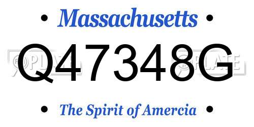 Q47348G Massachusetts License Plate