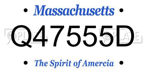 Q47555D Massachusetts License Plate