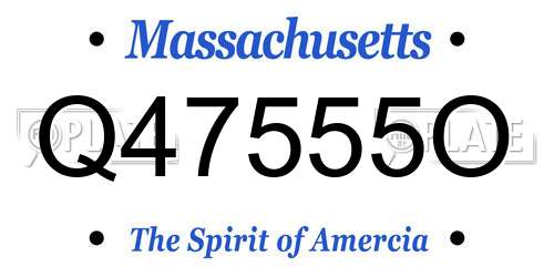Q47555O Massachusetts License Plate