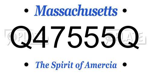 Q47555Q Massachusetts License Plate