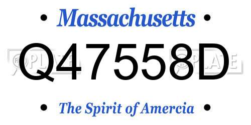 Q47558D Massachusetts License Plate