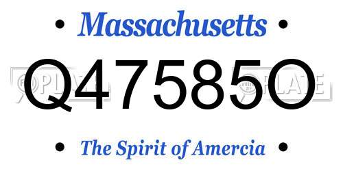 Q47585O Massachusetts License Plate