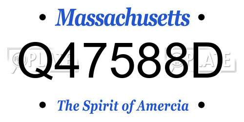 Q47588D Massachusetts License Plate