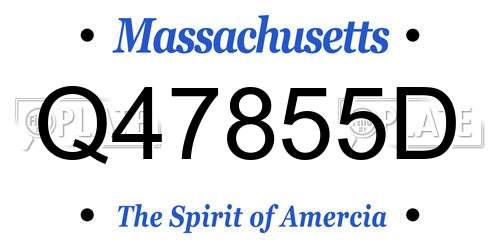 Q47855D Massachusetts License Plate