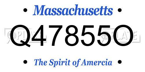 Q47855O Massachusetts License Plate