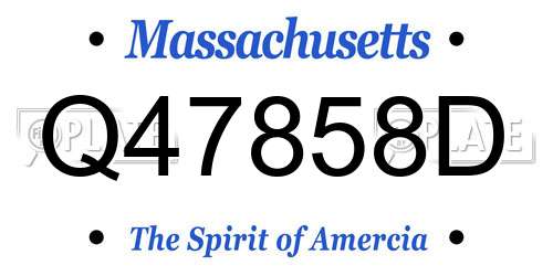 Q47858D Massachusetts License Plate